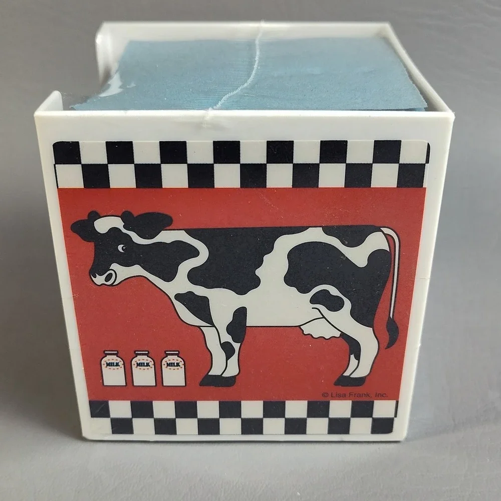 Vintage Lisa Frank Stationery‎ Cube Cow Checkered Milk #P531 RedBlack NEW SEALED